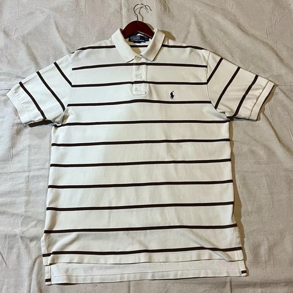 Mens Polo Ralph Lauren Large Stripe Brown And Khaki Perfect - Picture 1 of 5
